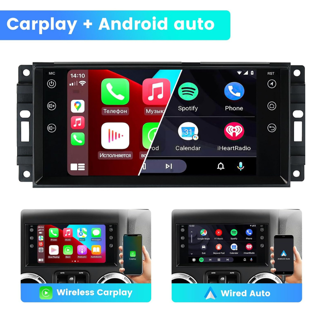 Radio 7" CarPlay Android Jeep Wrangler 2gb 32gb