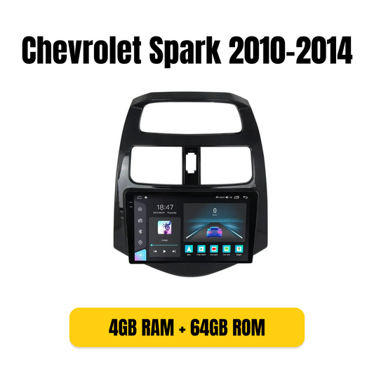 Combo RADIO + BISEL - Chevrolet Spark 2010-2014 - 4GB RAM + 64GB ROM - Pantalla QLED