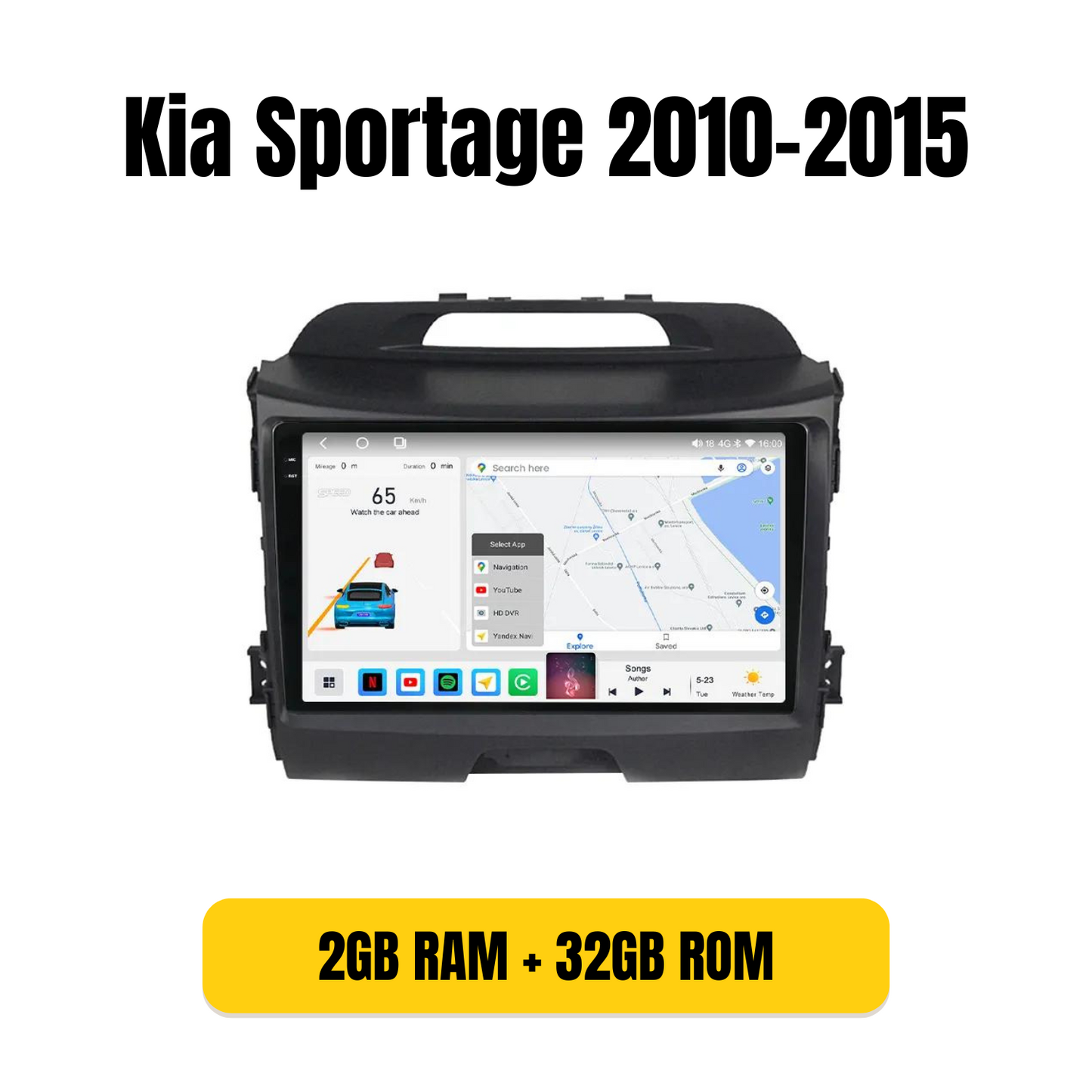 Combo RADIO + BISEL - Kia Sportage 2010-2015 - 2GB RAM + 32GB ROM - Pantalla IPS