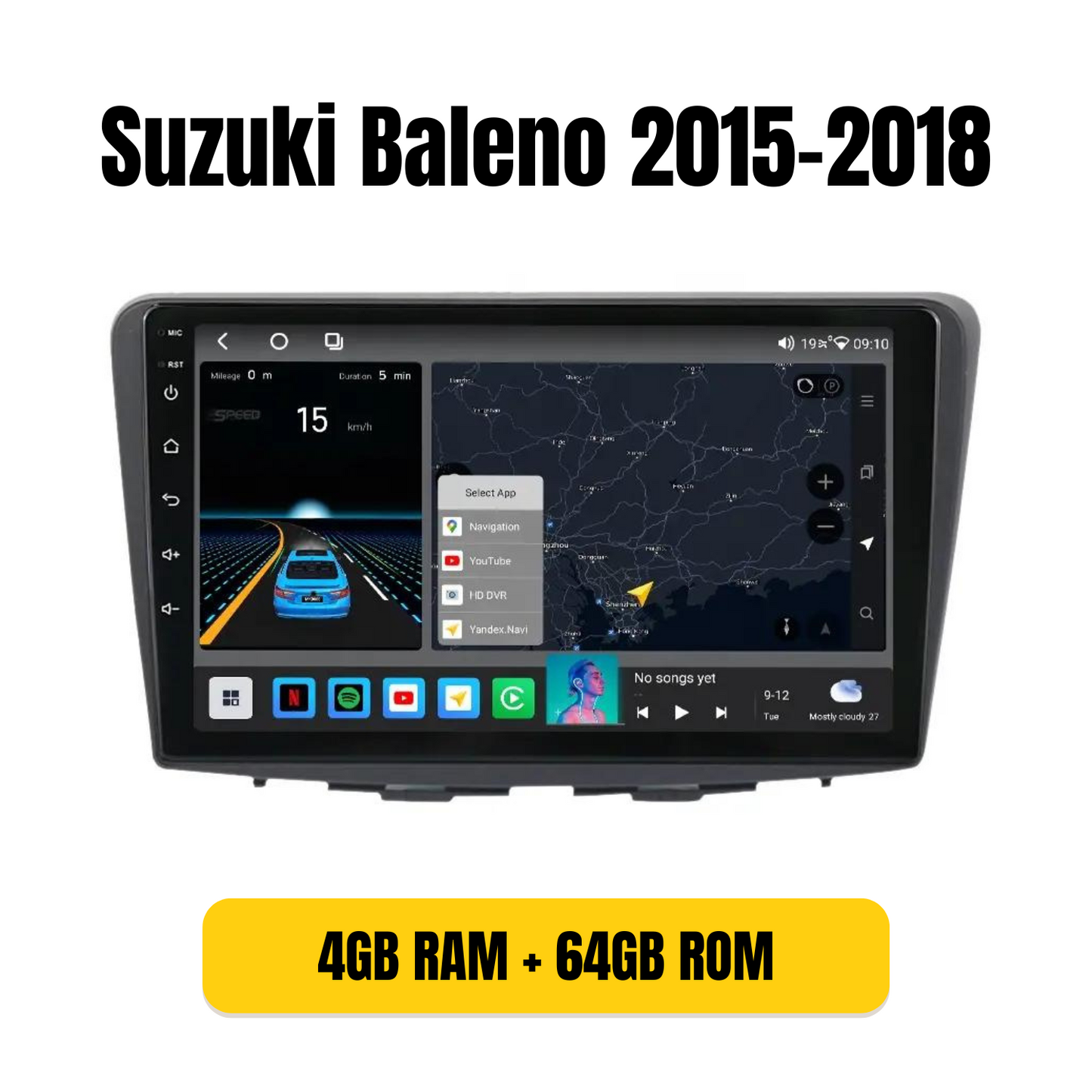 Combo RADIO + BISEL - Suzuki Baleno 2015-2018 - 4GB RAM + 64GB ROM - Pantalla QLED