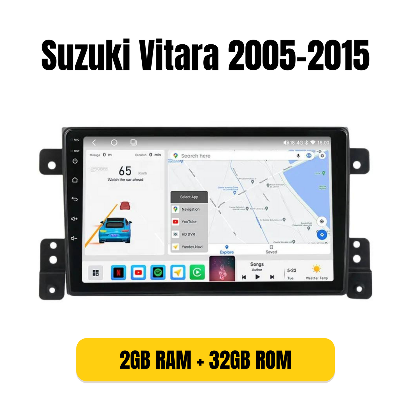 Combo RADIO + BISEL - Suzuki Vitara 2005-2015 - 2GB RAM + 32GB ROM - Pantalla IPS