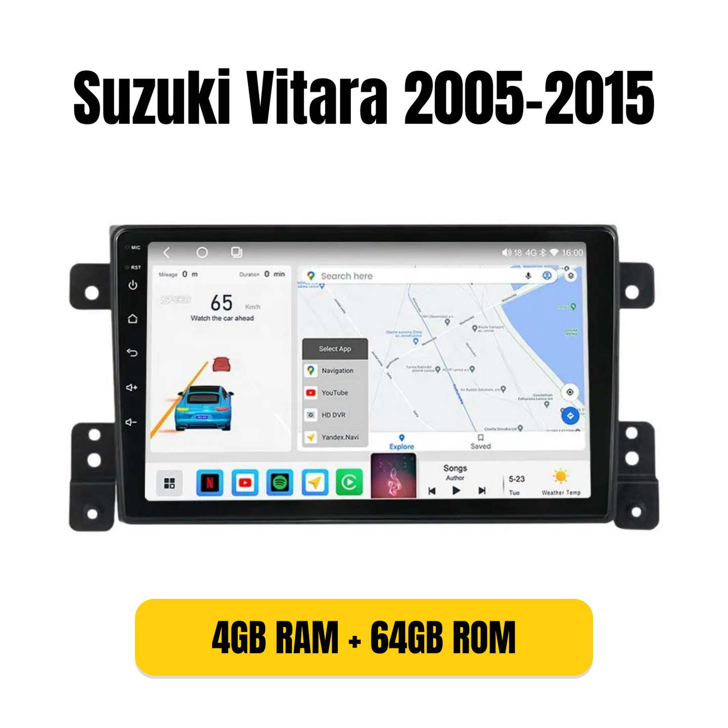 Combo RADIO + BISEL - Suzuki Vitara 2005-2015 - 4GB RAM + 64GB ROM - Pantalla QLED